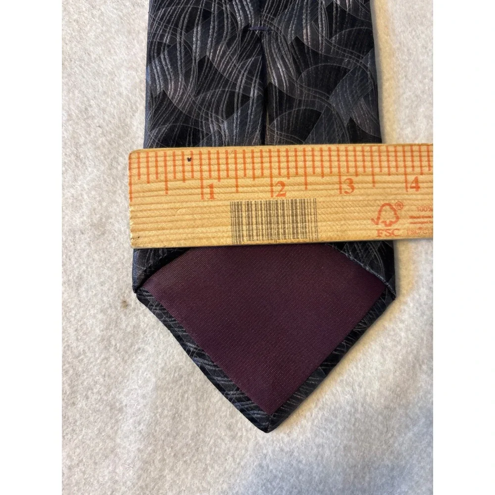 Stafford Silk Tie Mens‎ OS Black Grey Geometric Woven Classic Excellent Wide